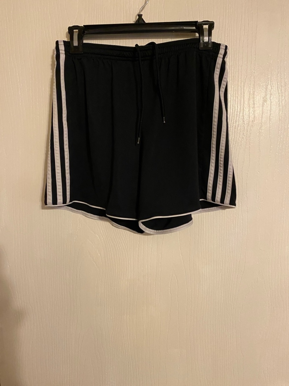 adidas Black Athletic Shorts with White Stripes